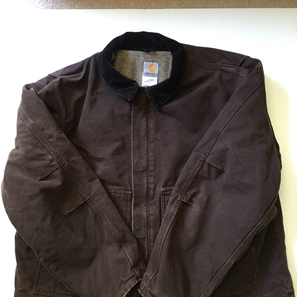 Carhartt 2XL Mens Sherpa Lined  Workwear Jacket/Coat in Dark Brown - Picture 3 of 9